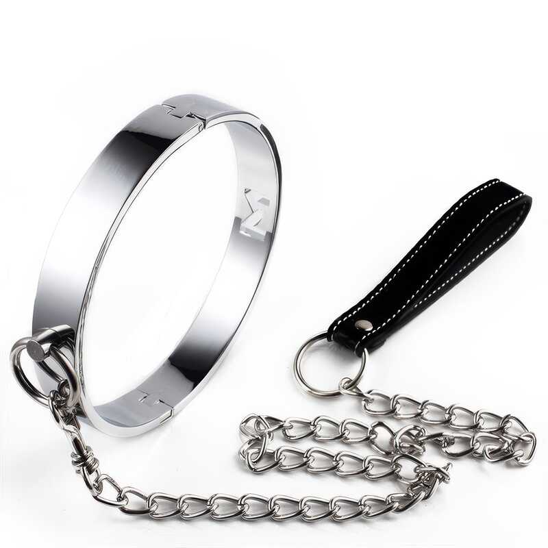 Metallbdsmhalsband + Leine
