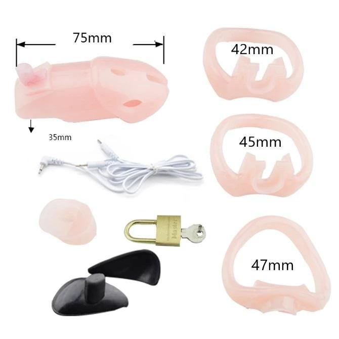 Elektrischer Keuschheitskäfig Mann - Holy Trainer G2 Transparent - Peniskäfig.de