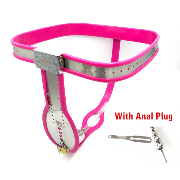 Rosa Keuschheitsgürtel mit Analplug