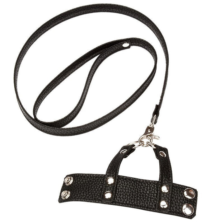 Schwarzes BDSM Halsband mit Zugleine 3