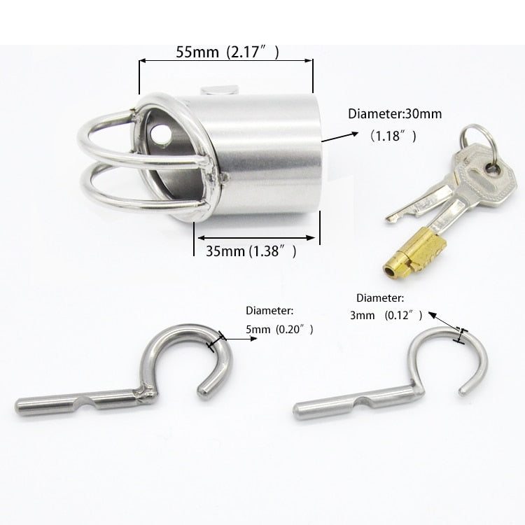 Peniskäfig aus Metall für Frenum oder Prince Albert Piercing Rohr 33mm A215