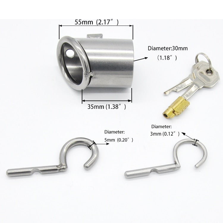 Keuschheitskäfig aus Metall mit Harnröhrenplug für PA Piercing Rohr 33mm A213