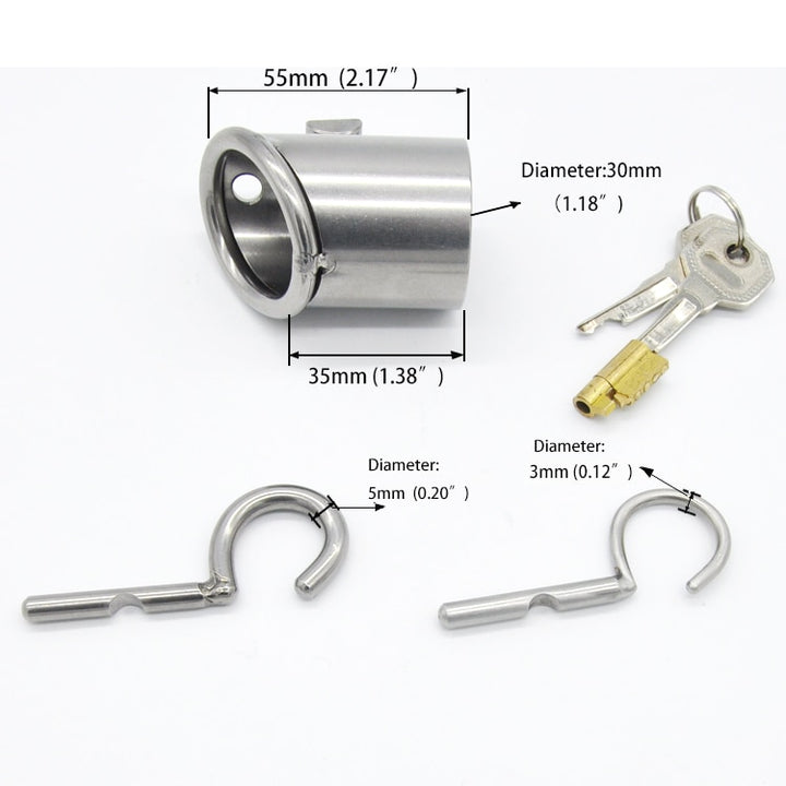 Keuschheitskäfig aus Metall mit Harnröhrenplug für PA Piercing Rohr 33mm A213