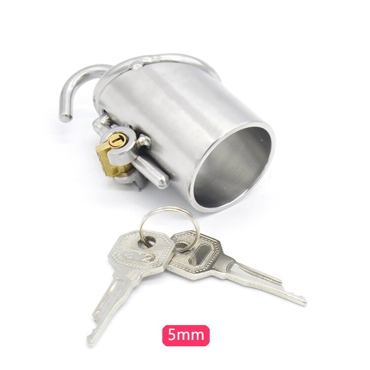 Keuschheitskäfig aus Metall mit Harnröhrenplug für PA Piercing Rohr 33mm A213