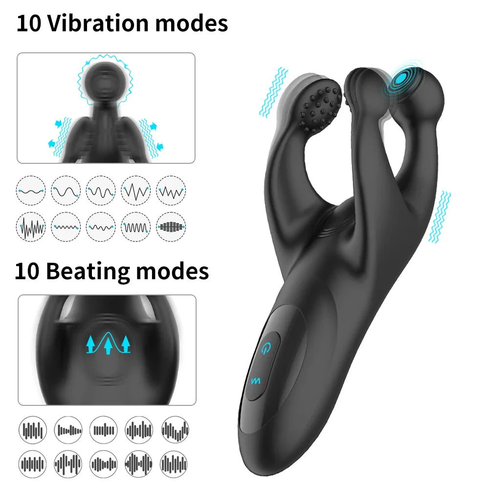 Dreiäugiger Silikon Vibrator für Hodenmassage 6