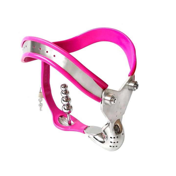 Rosa Keuschheitsgürtel mit Analplug