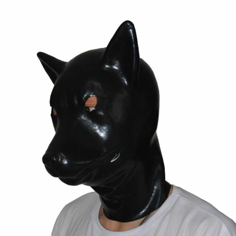 Halloween-Latex-Kapuze mit schwarzem Wolf