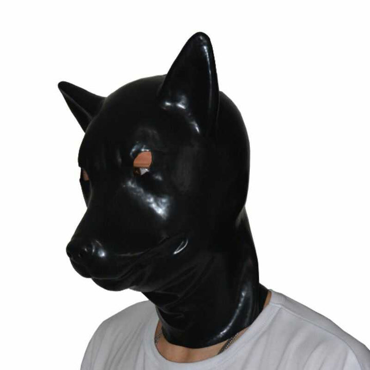 Halloween-Latex-Kapuze mit schwarzem Wolf