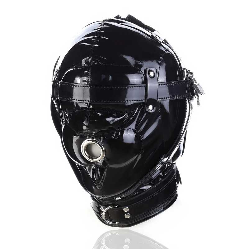 Bdsm-Haube aus glänzendem Leder