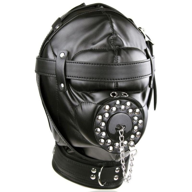 Sturmhaube aus schwarzem Leder