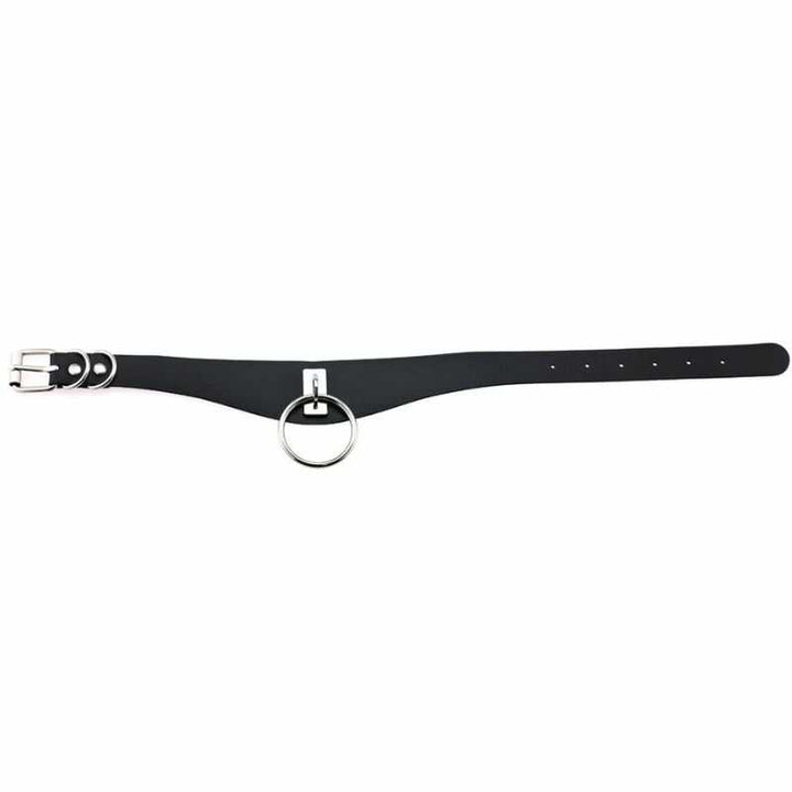 Bdsm O-Halsband aus schwarzem Leder
