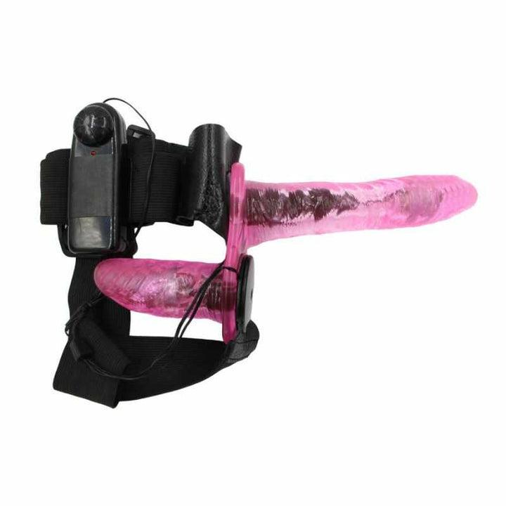 Doppelter vibrierender Umschnalldildo