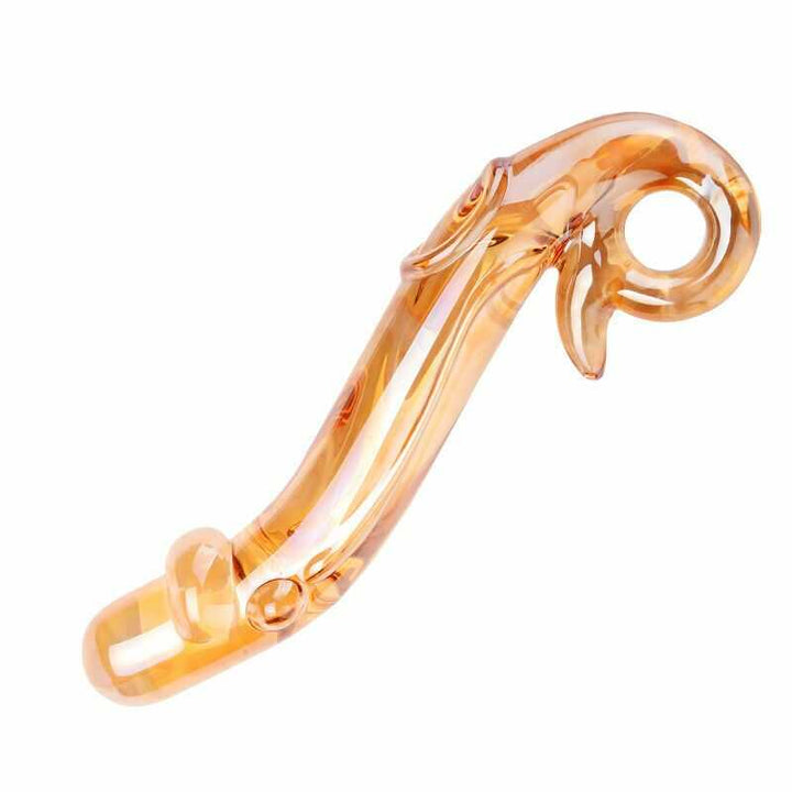 Goldfarbenes Sexspielzeug aus Glas