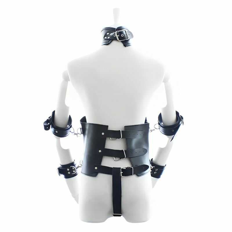 Handschellenarmband aus schwarzem Leder