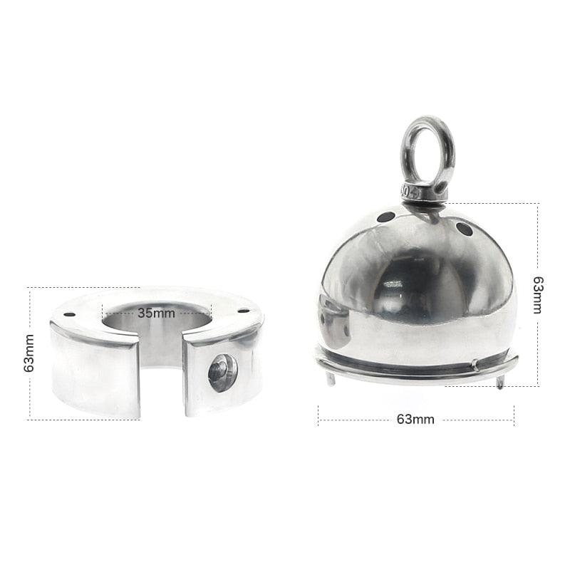 Schlossbarer Kuppelkäfig aus Edelstahl für Penis & Hoden 4