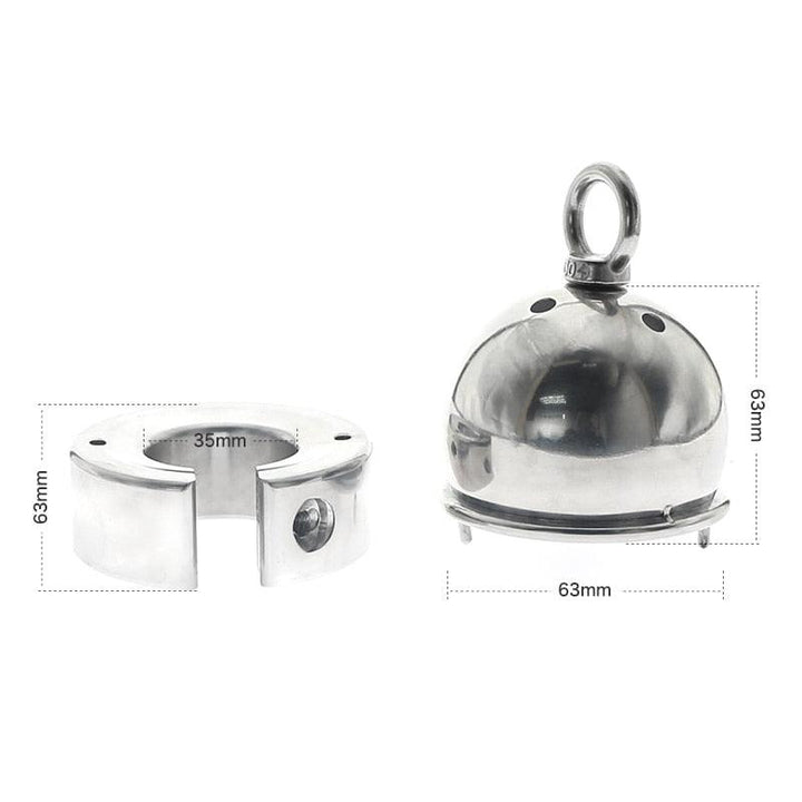 Schlossbarer Kuppelkäfig aus Edelstahl für Penis & Hoden 4