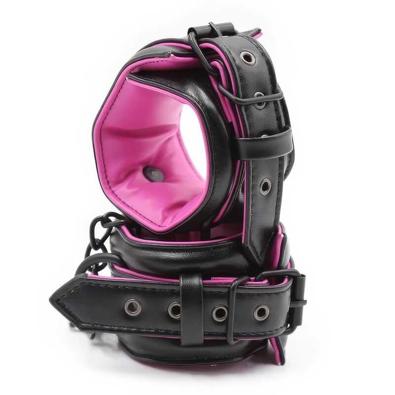Gepolsterte Handschellen Schwarz Rosa | peniskafig.de – Peniskäfig.de