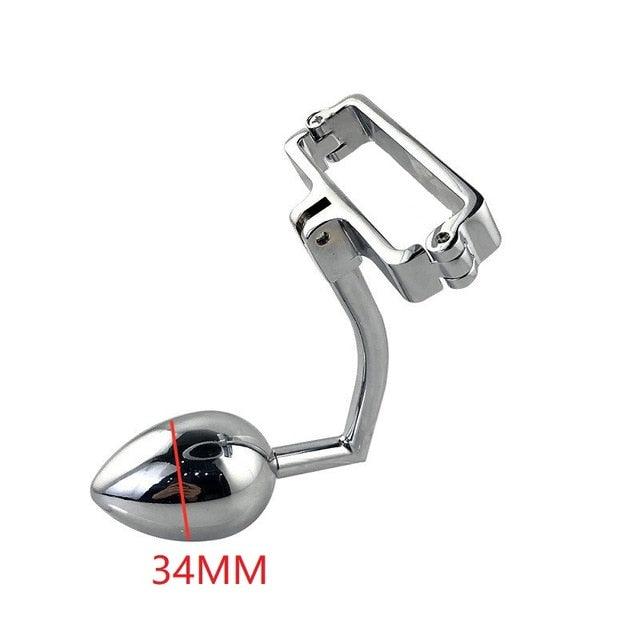 Edelstahl Skrotum-Klammer mit Anal-Plug 5