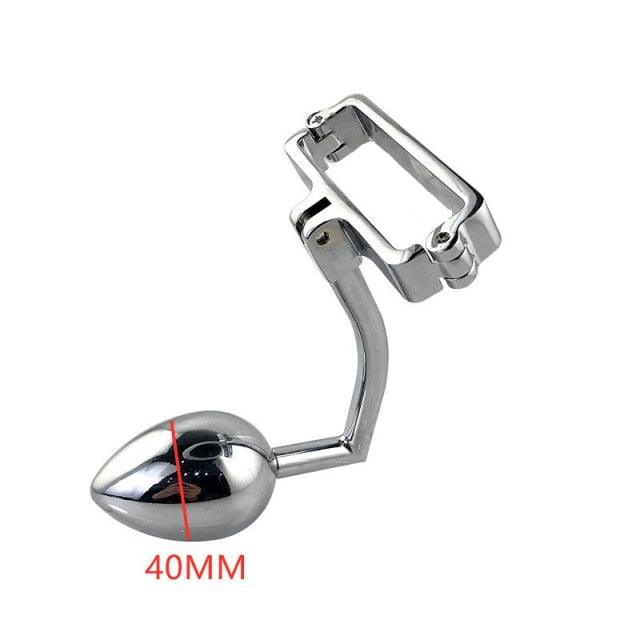 Edelstahl Skrotum-Klammer mit Anal-Plug 6