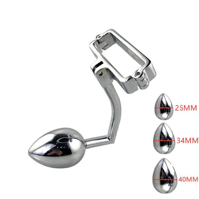 Edelstahl Skrotum-Klammer mit Anal-Plug 8