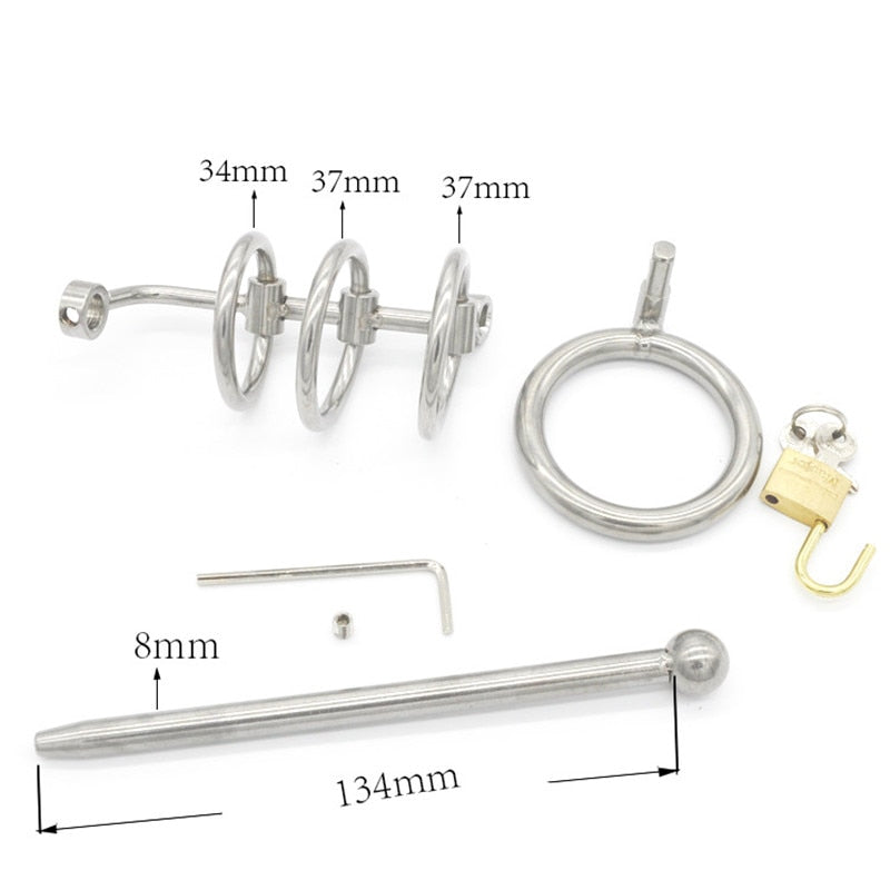 Keuschheitskäfig aus Metall mit unendlichem Ring