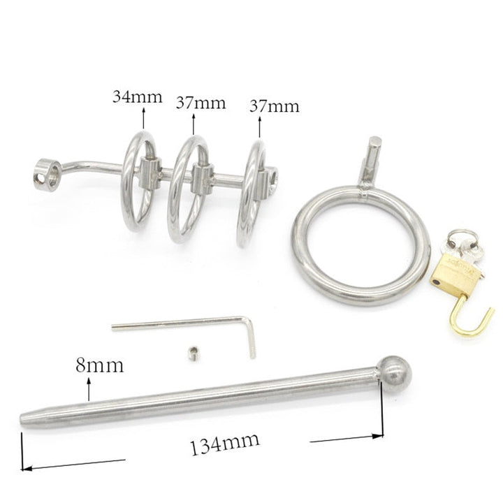 Keuschheitskäfig aus Metall mit unendlichem Ring