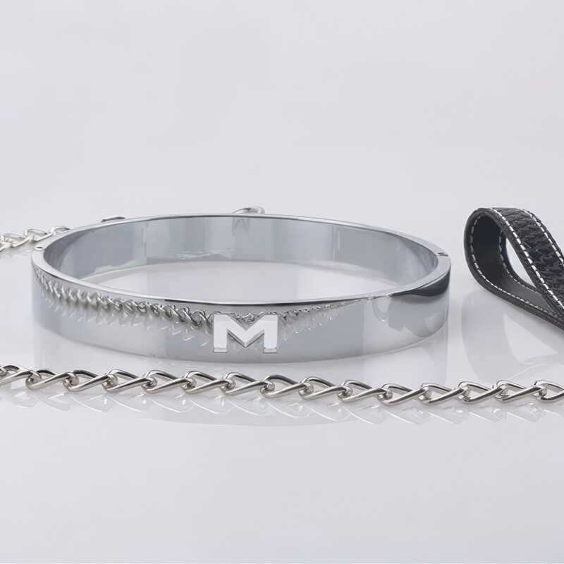 Metall-Bdsm-Halsband + Leine