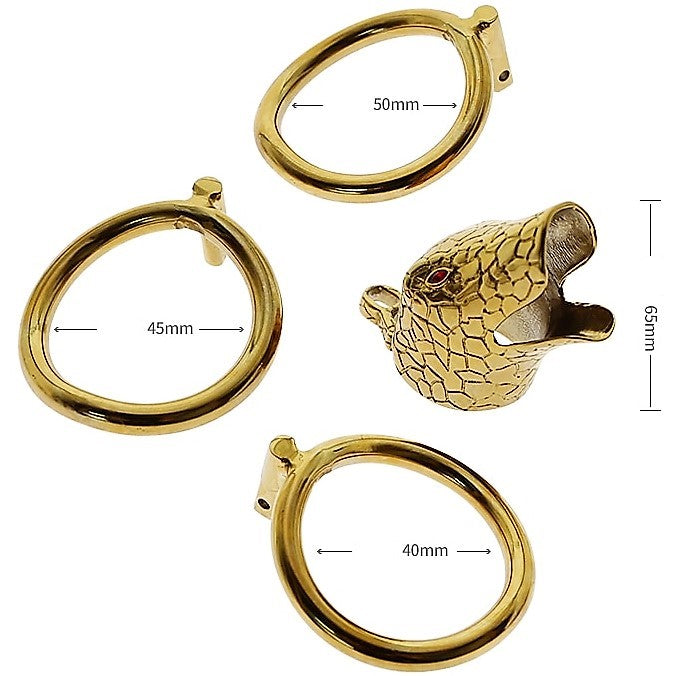 Keuschheitskäfig aus Stahl – goldene Schlange