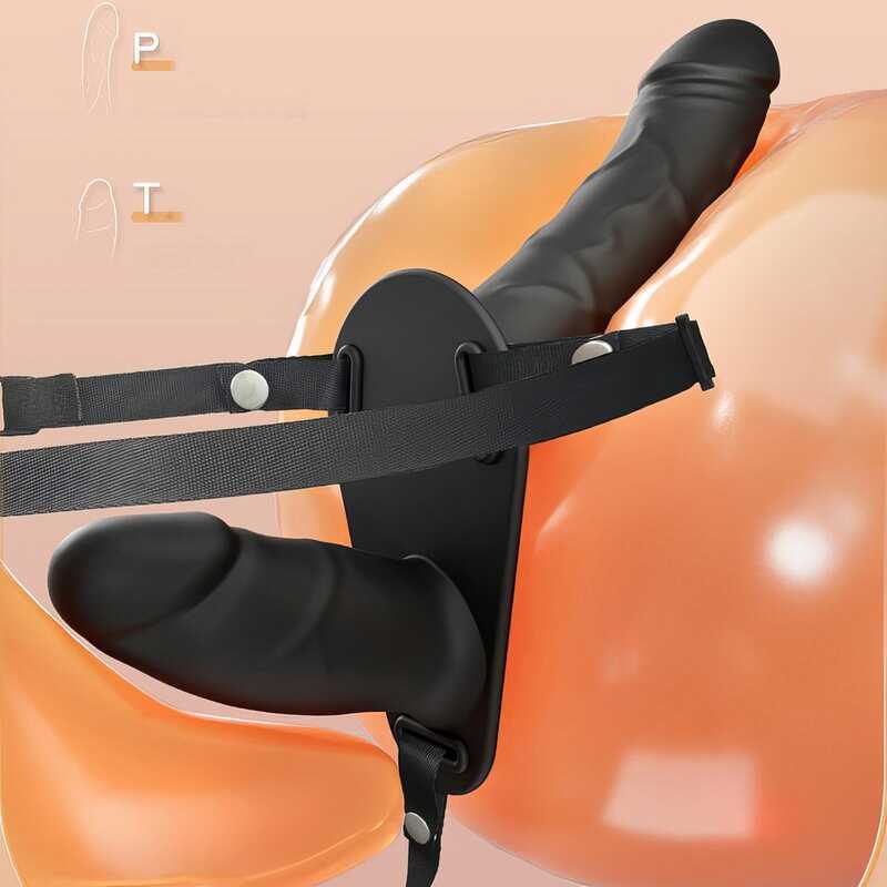 realistischer Vibrationsgürtel mit Doppeldildo