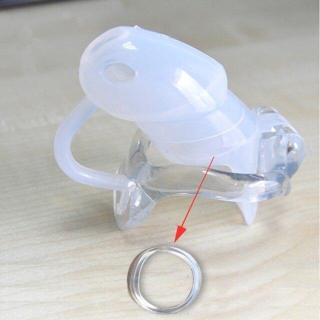 Männlicher Keuschheitskäfig weißem GB 3000 mit Hodenseparator - Peniskäfig.de