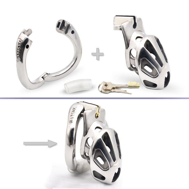 Keuschheitskäfig mit gebogenem Ring - Grizzly M - Peniskäfig.de