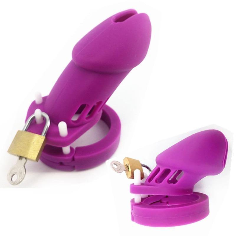 Silikon Keuschheitskäfig Mann - GB6000S Purple - Peniskäfig.de
