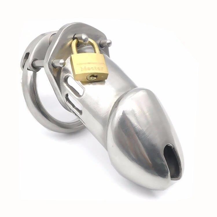 Keuschheitskäfig aus mattem Metall - GB6000L - Peniskäfig.de