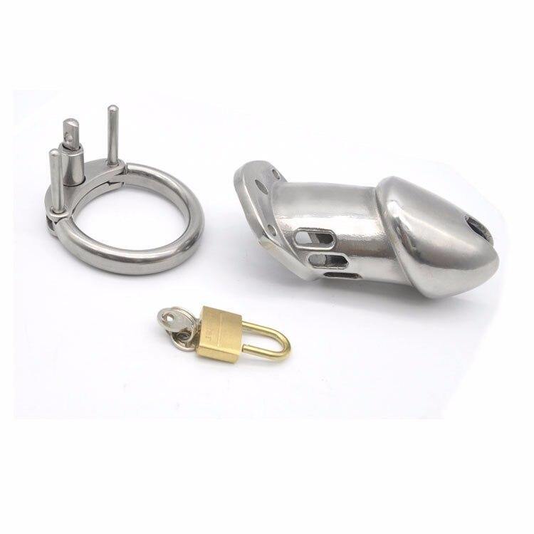 Keuschheitskäfig aus mattem Metall - GB6000L - Peniskäfig.de